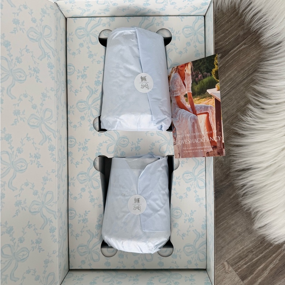 🩵🤍Stanley LoveShackFancy Floral White and Blue Coquette Bow Winter Ice Tumblers